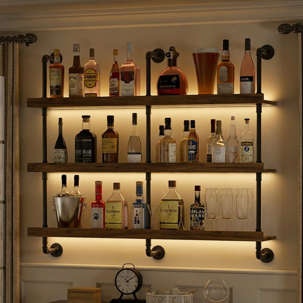 Kitchen Appliances Rack - Duvara Monte LED Işıklı Üç Katmanlı