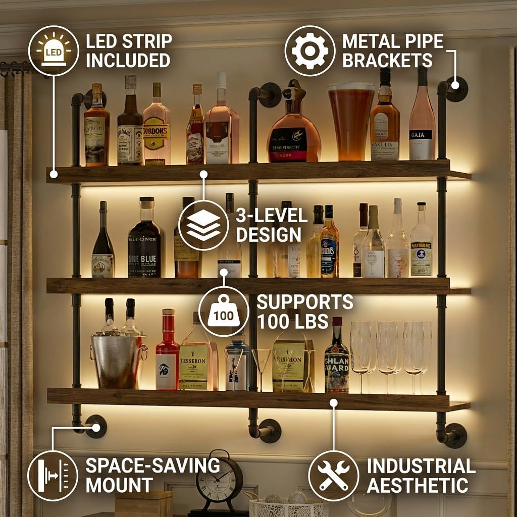 Duvara Monte LED Işıklı Üç Kat - Kitchen Appliances Rack incelemesi ve fiyatı